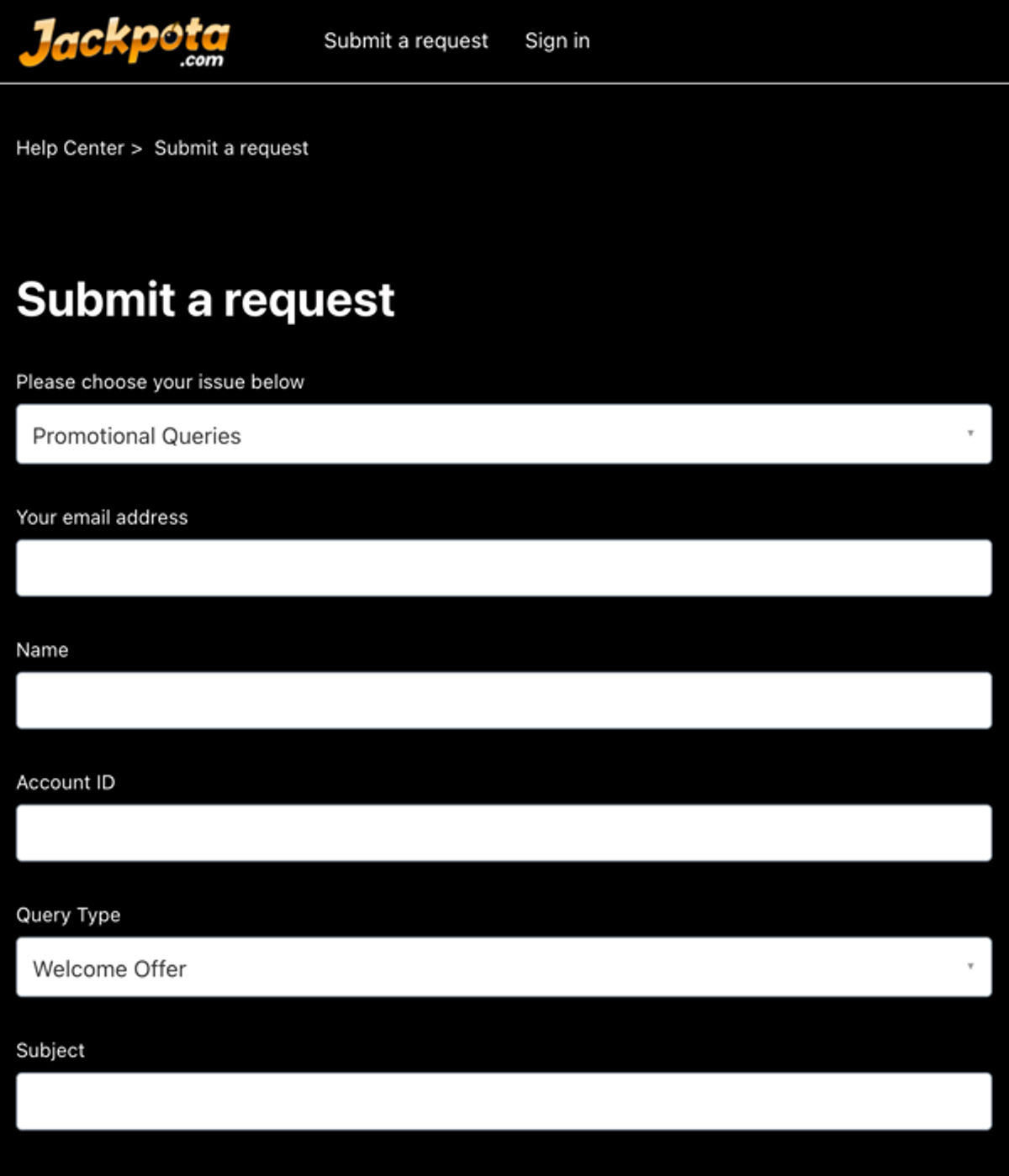 Jackpota Customer Support