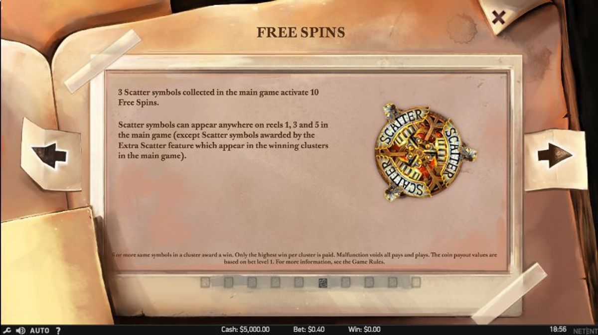 3 Scatter symbols triggers 10 free spins