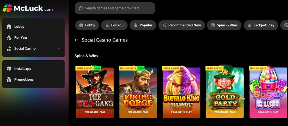 McLuck Casino No Deposit Bonus Games