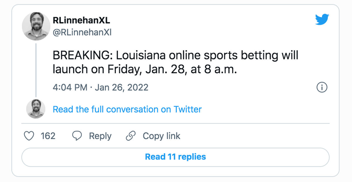 Twitter Louisiana Online Sports Betting Launch