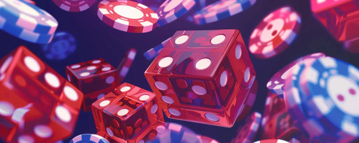 Dice, chips in an animated photo