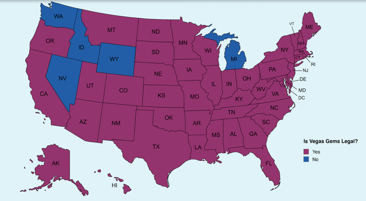 Vegas Gems Legal States