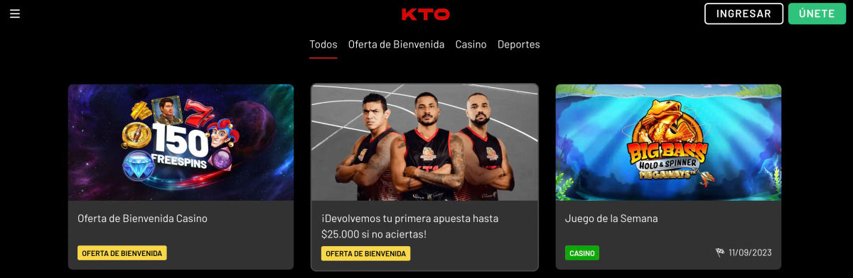 Bonos y promociones en KTO