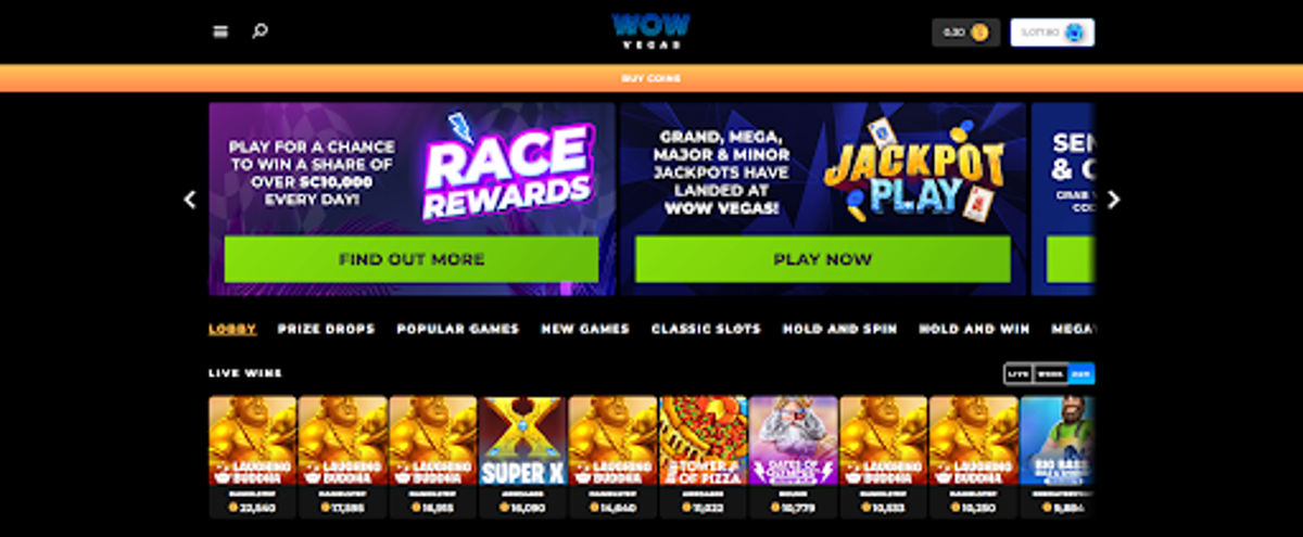 Large selection of casino slots