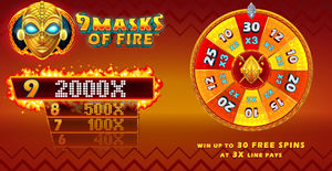9 Masks of Fire Slot Logo and Wheel of Fortune
