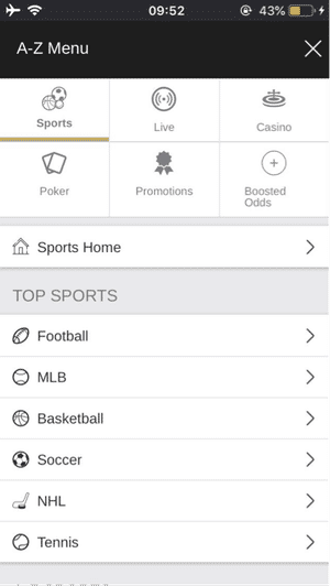 BetMGM App Sports View