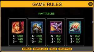 Valkyrie Queen Slot Paytables