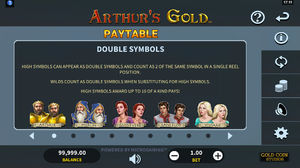 Arthurs Gold Slot Paytable Double Symbols