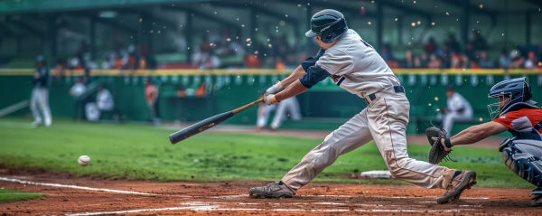 Baseball player with a clean hit