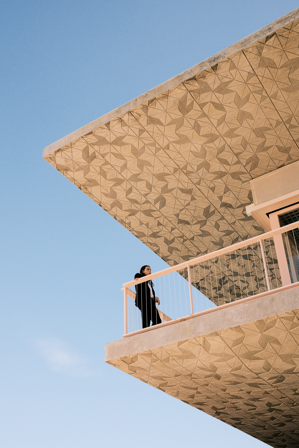 Person standing on a platform