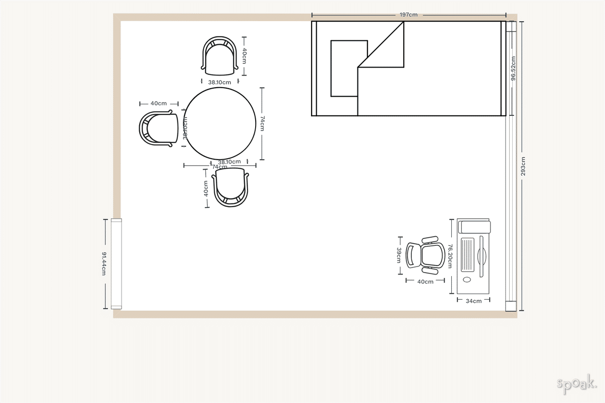 Living + Dining Room Plan designed by Marin Vesely