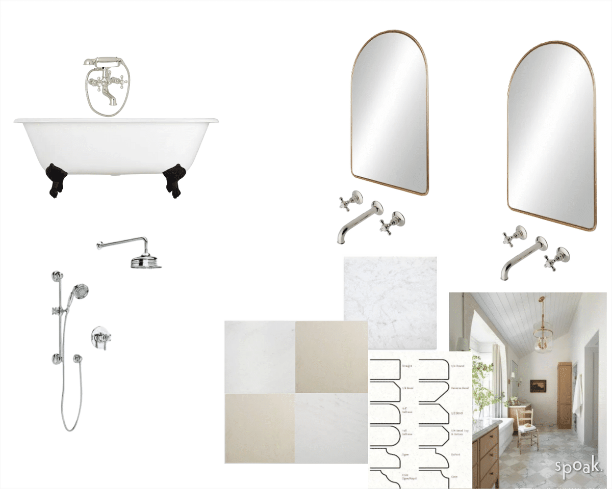 Primary Bathroom Mood Board designed by Laurel Browning