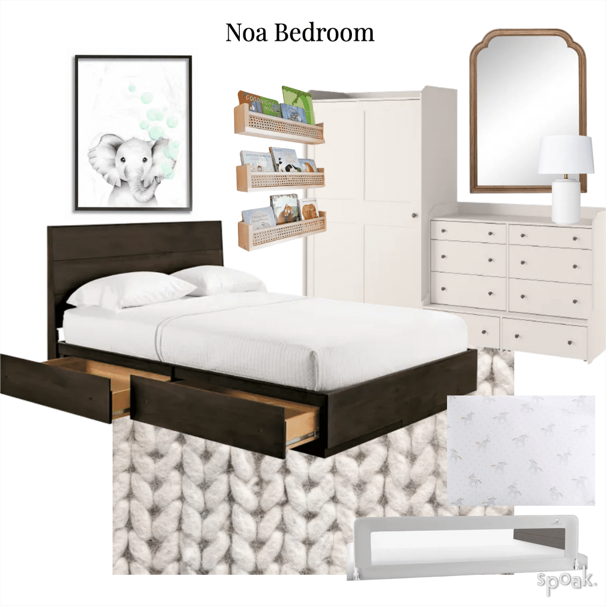 Noa Bedroom Mood Board designed by Gabrielle Rahimi