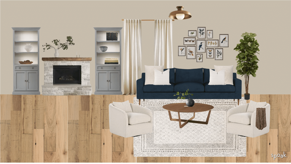 Living Room Mood Board designed by Priscilla M