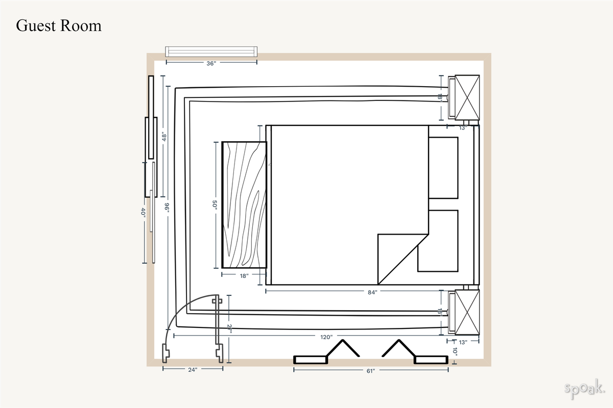 Square Bedroom Floor Plan designed by Nicol Hotaling