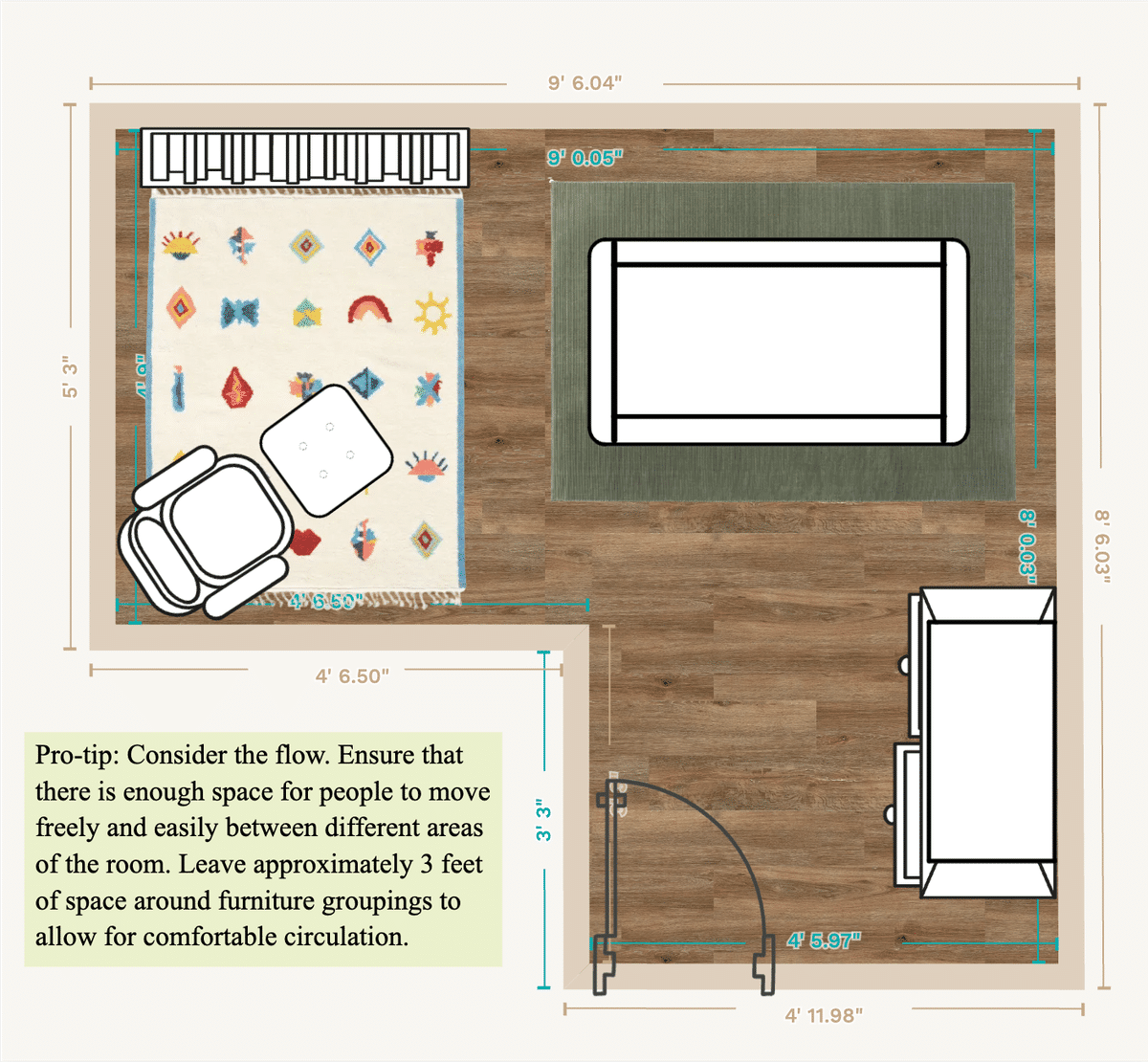 Small Bedroom Layout designed by Becca Kessel