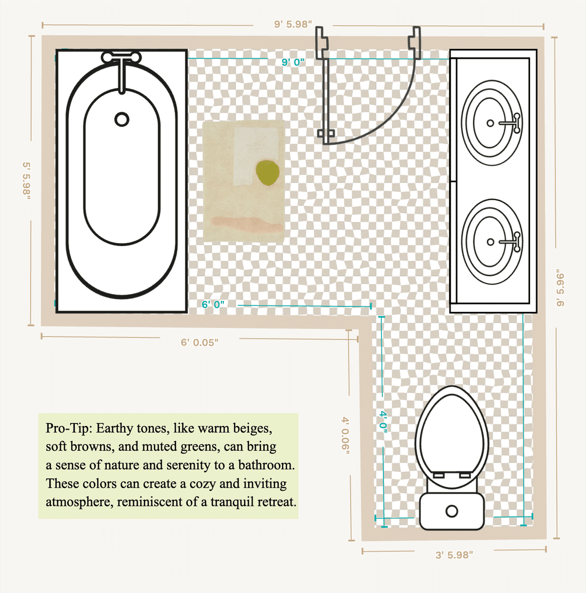Medium Bathroom Floor Plan designed by Becca Kessel