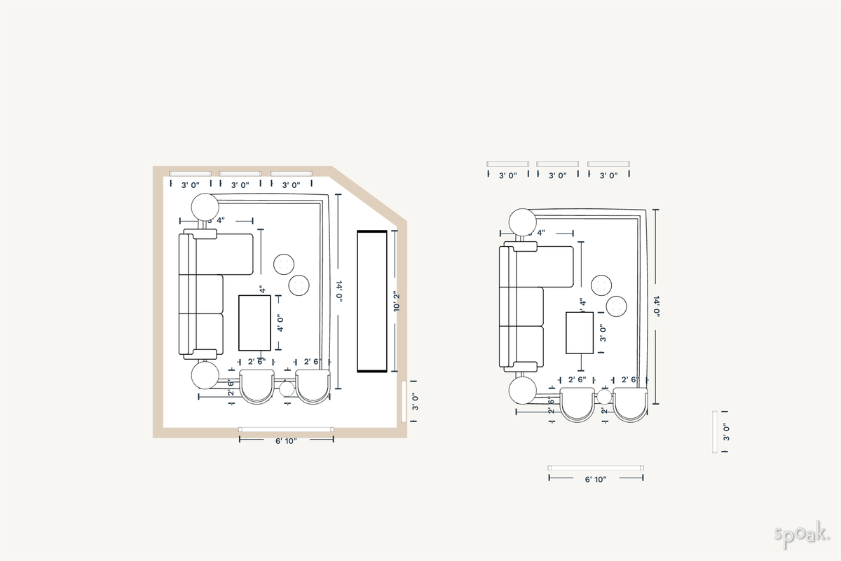 Great Room Plan designed by Margot Pourvahidi