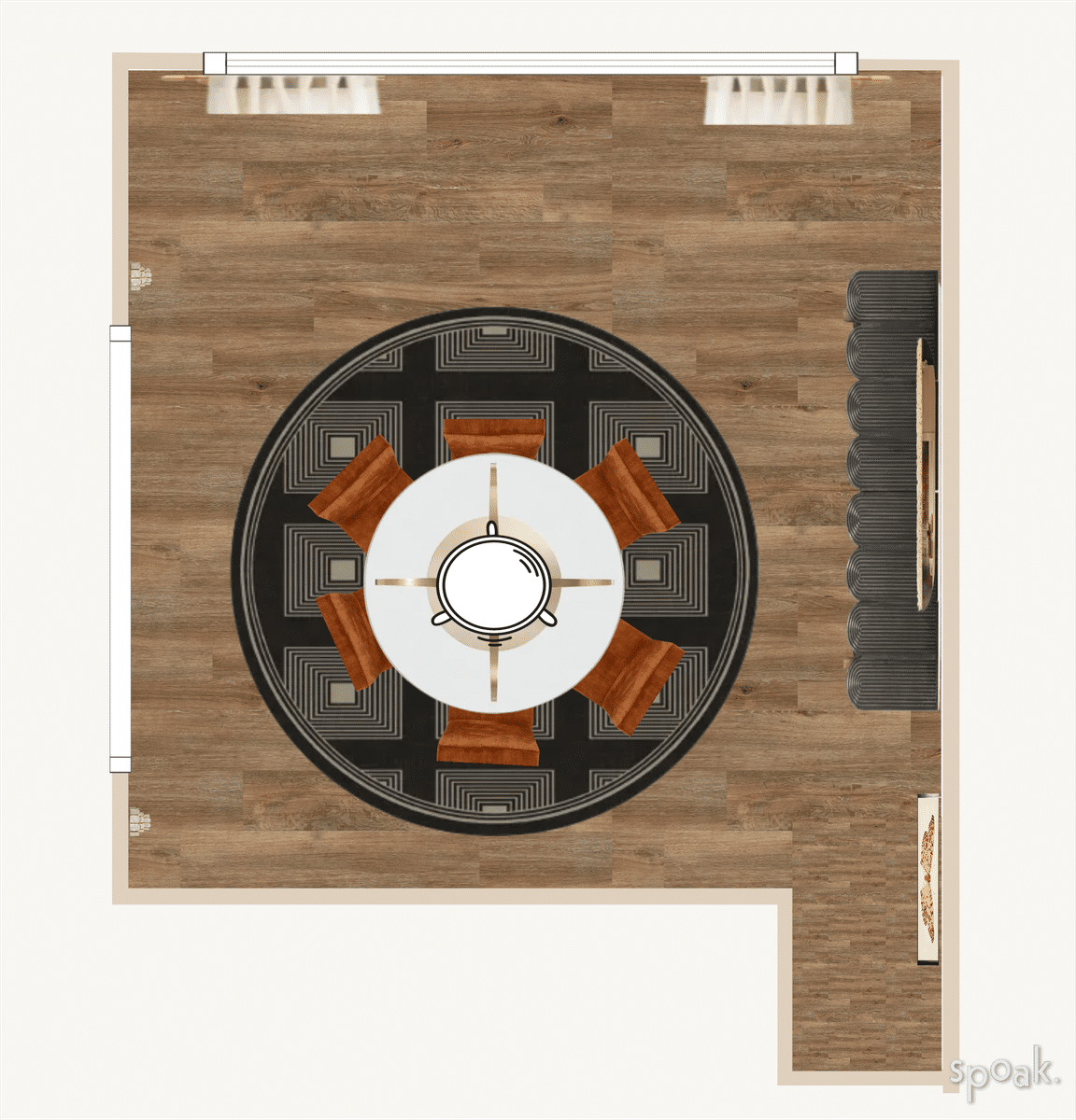 Family Room Layout designed by Morgan Hatch