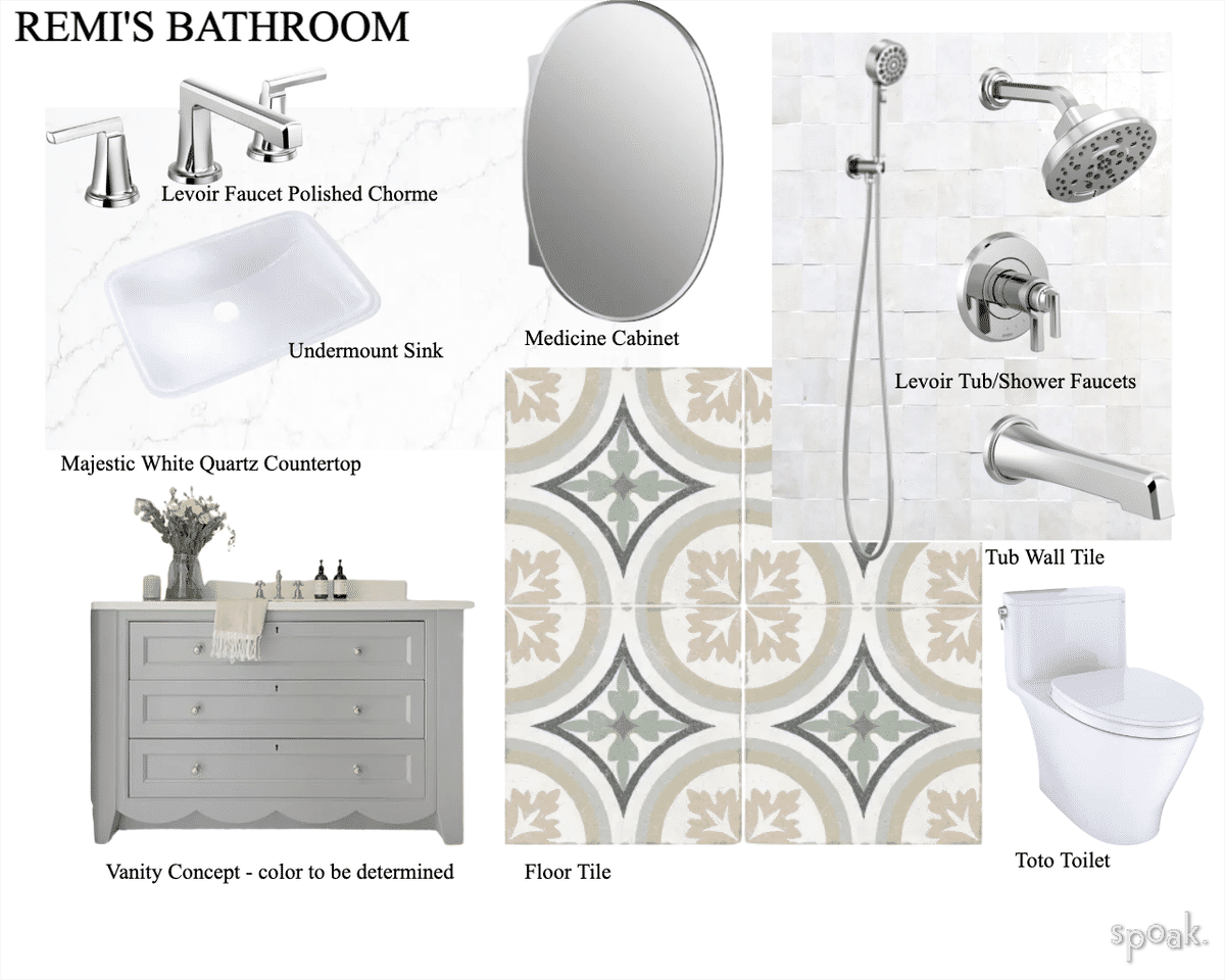 Guest Bathroom Mood Board designed by shannon callaghan