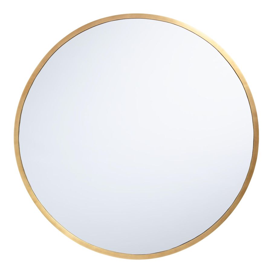 round gold mirror designed by Karen Mena
