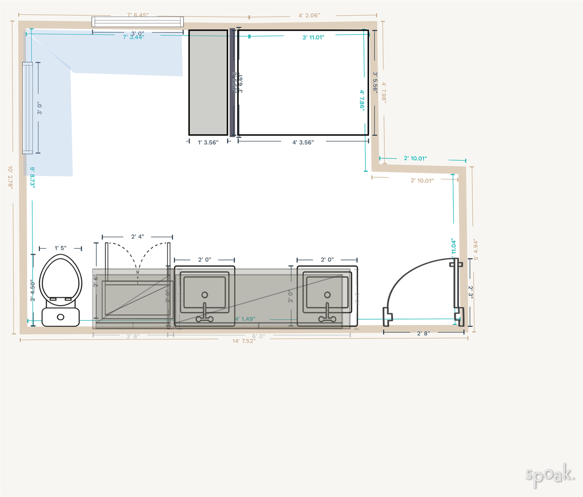 Large Bathroom Floor Plan designed by LOLA GILL