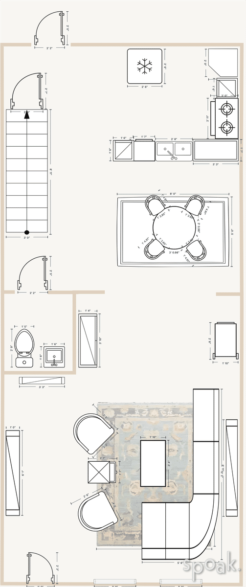 Living + Dining Room Floor Plan designed by Zoe Hughes