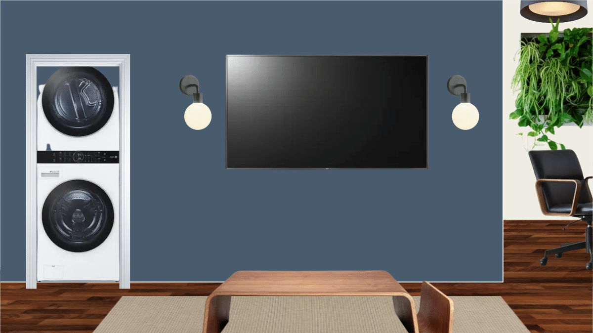 TV Rendering blue wall designed by Eileen Nunez