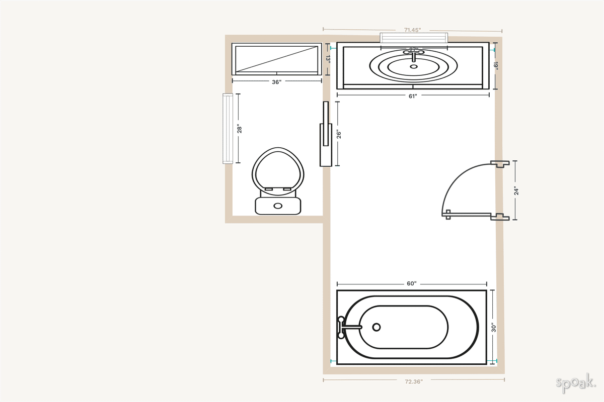 Large Bathroom Floor Plan designed by Elaine Wackerly