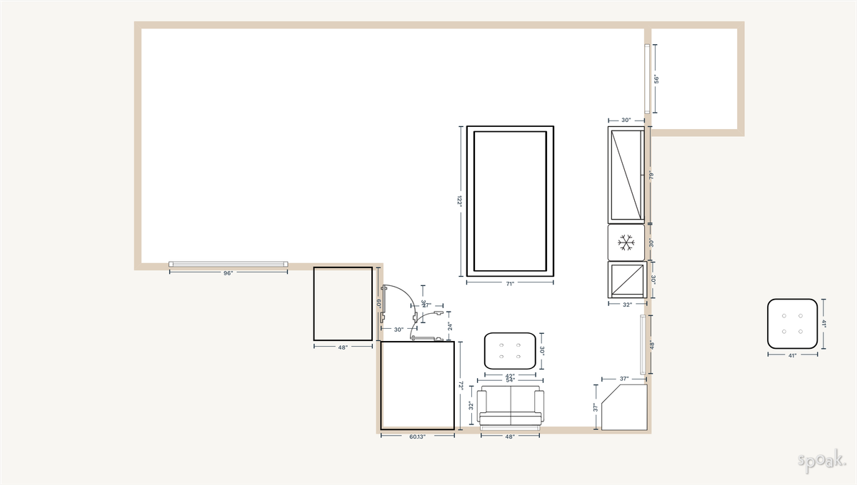 Square Kitchen Plan designed by Sara Freeman