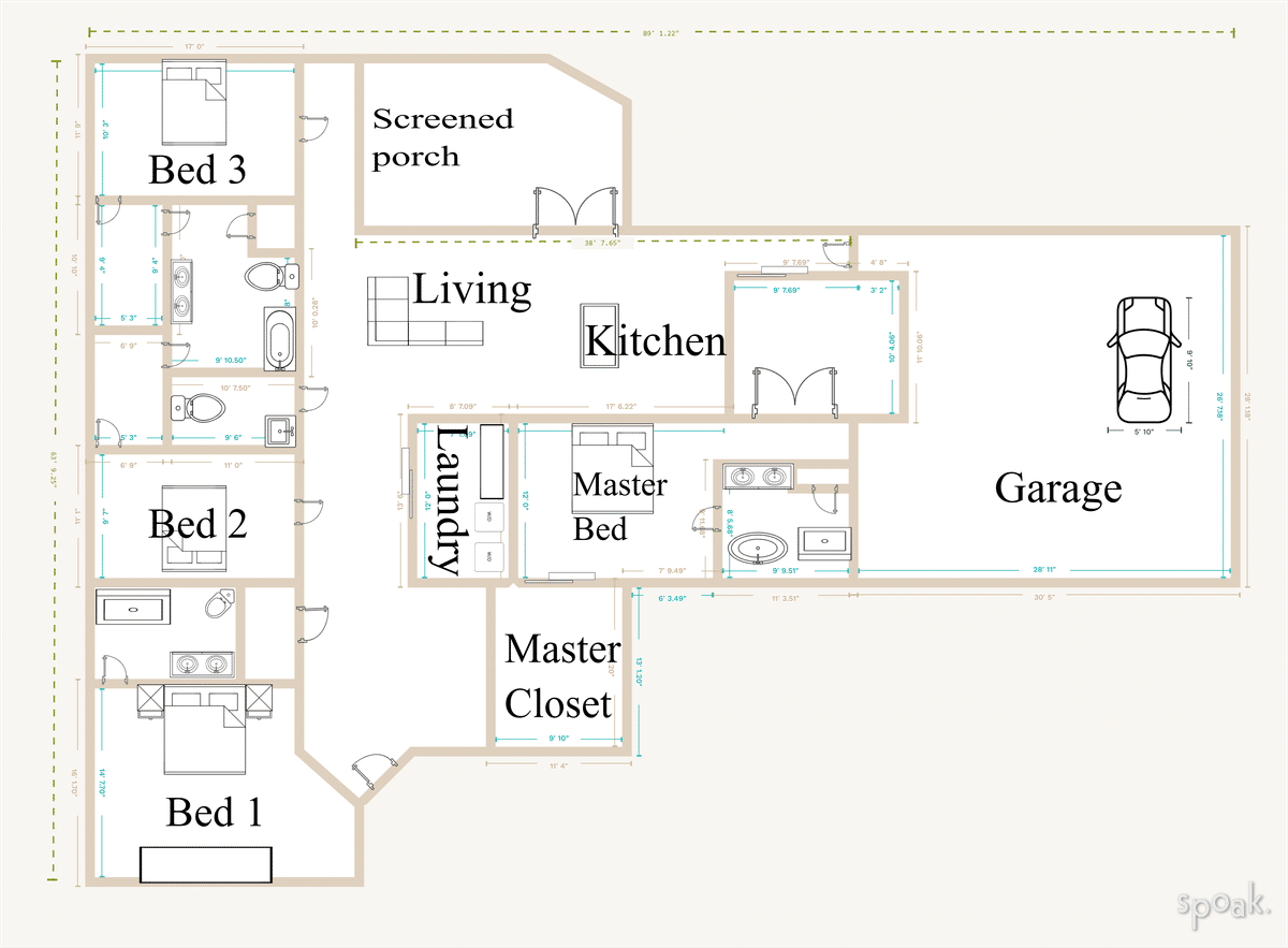 Single Story House Floor Plan designed by TAnna Dye