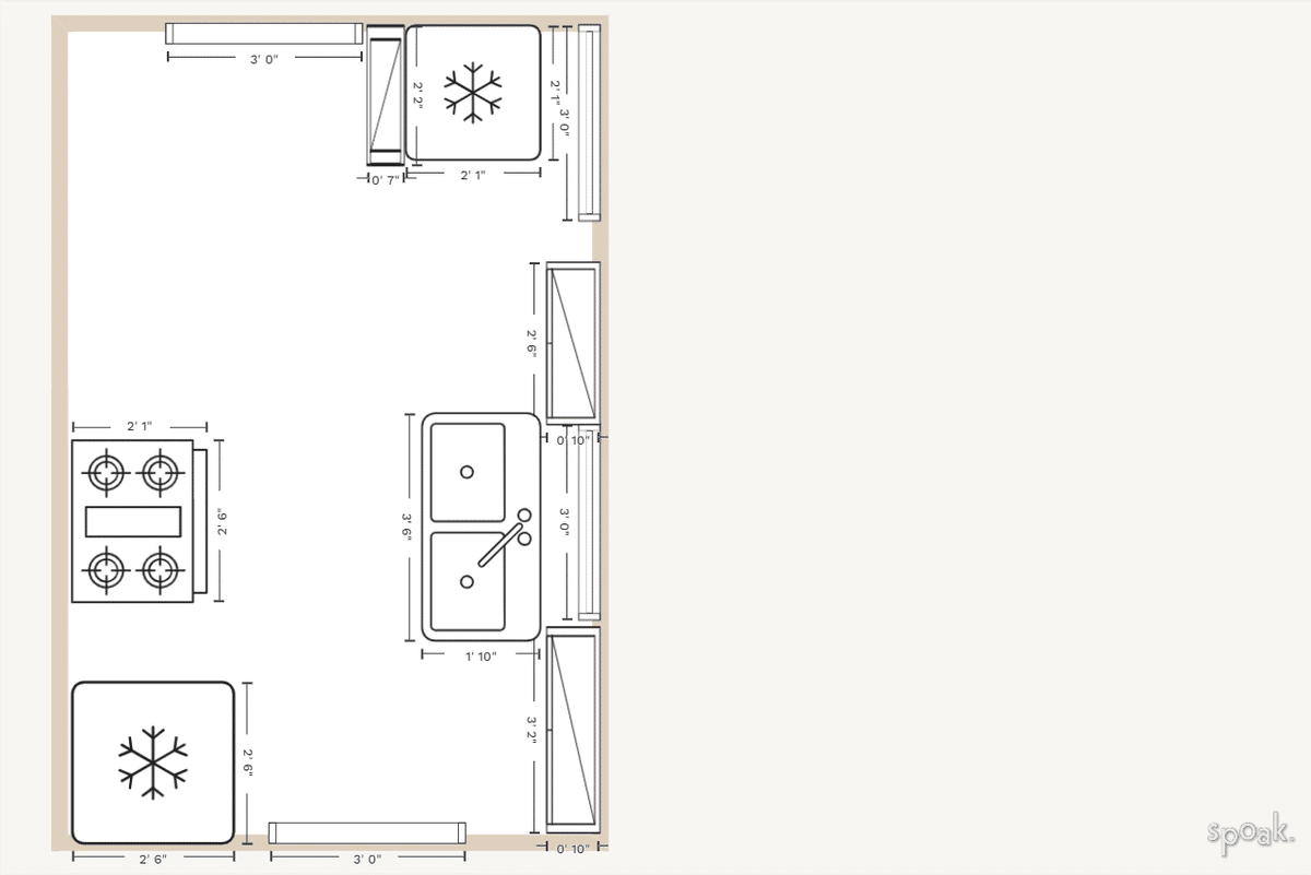 Medium Kitchen Layout designed by Ali Hammond