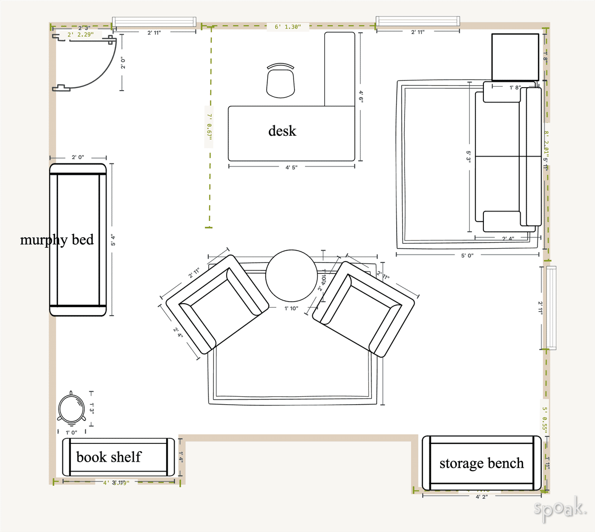 Large Bedroom Floor Plan designed by Katie Carpenter