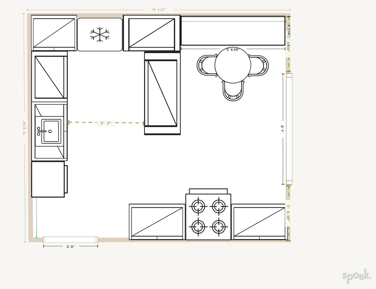 Kitchen + Living Room Layout designed by Madison Hulsman