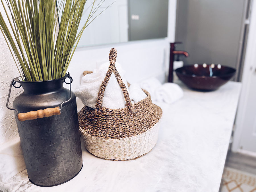 Airbnb Guest Bath Staging designed by Mesha Williams