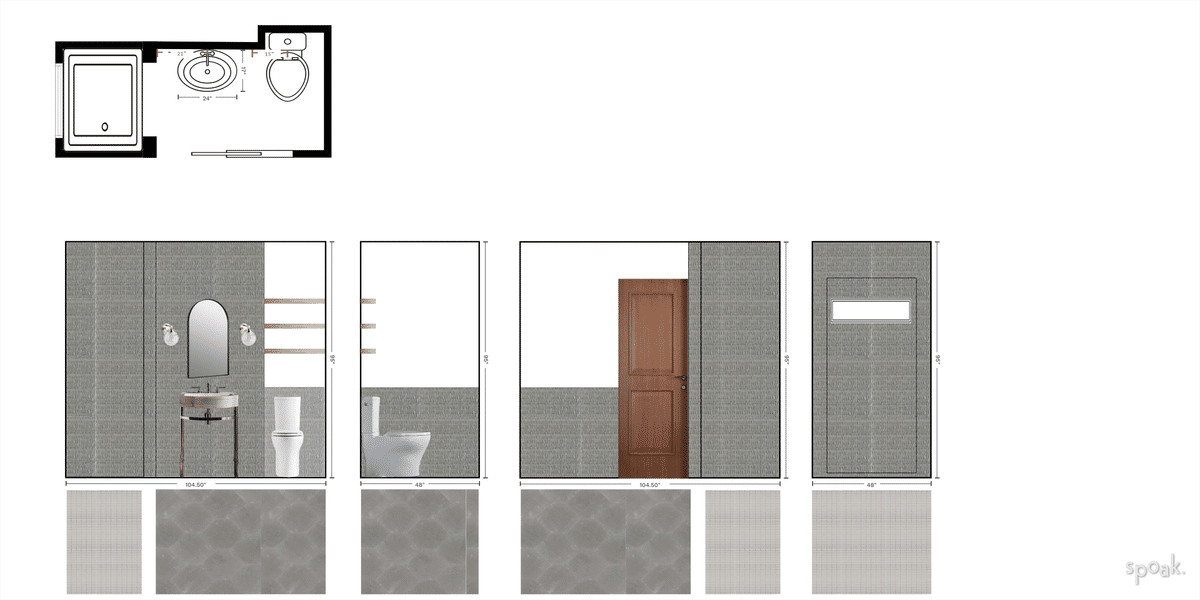 Guest Bathroom Floor Plan designed by Cecelia Crimmins