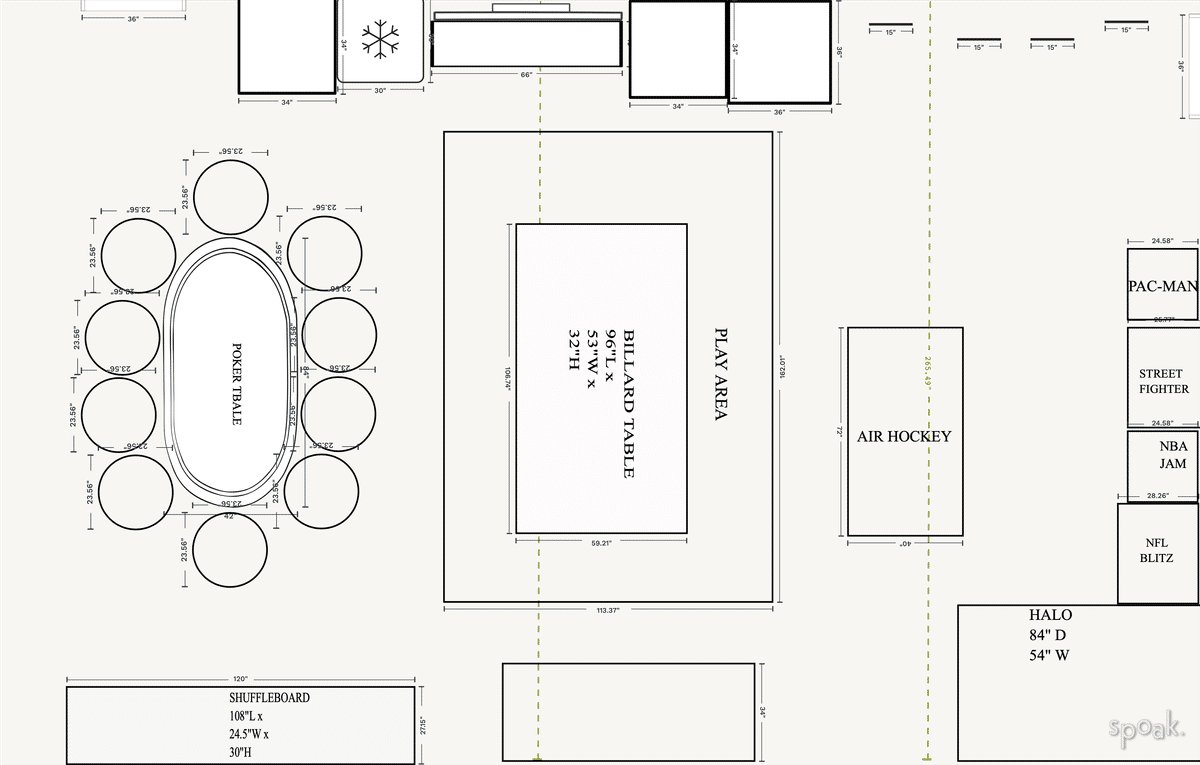 Kitchen + Living Room Layout designed by Evelyn .