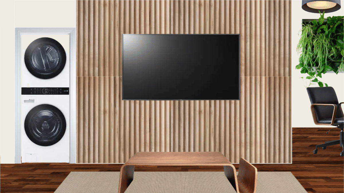 TV Rendering wood slat - different table designed by Eileen Nunez