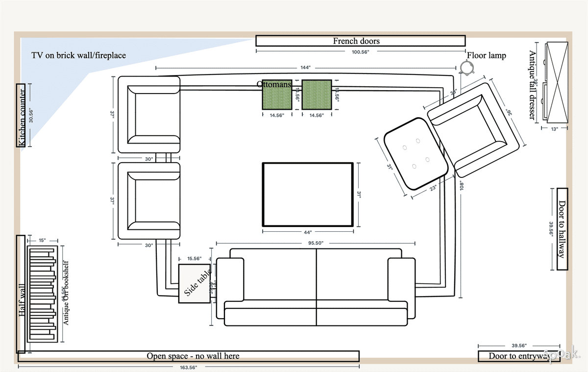 Family Room Layout designed by Gabby Orr