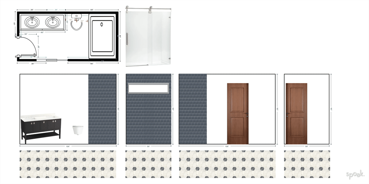 Guest Bathroom Floor Plan designed by Cecelia Crimmins
