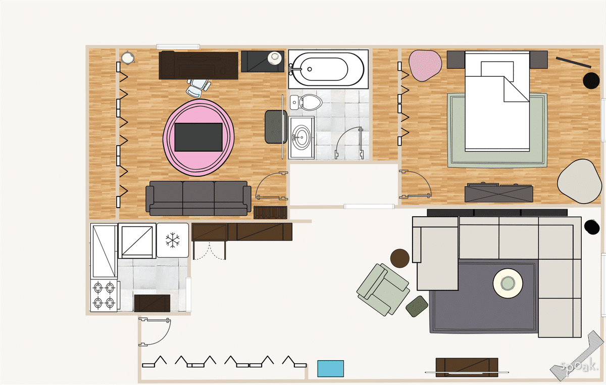 Living + Dining Room Floor Plan designed by Jackie Parero