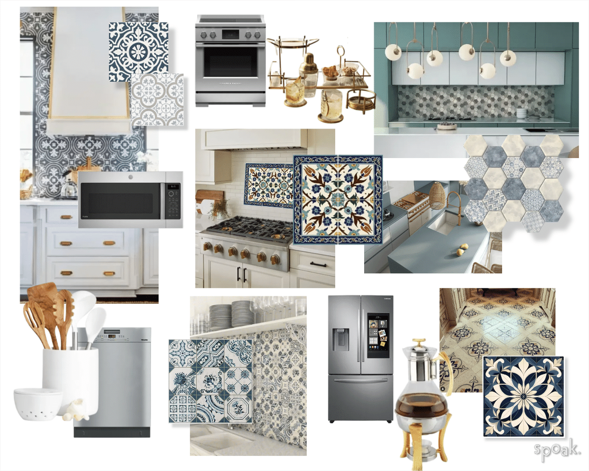 Kitchen Mood Board Blues designed by Caroline Smigocki