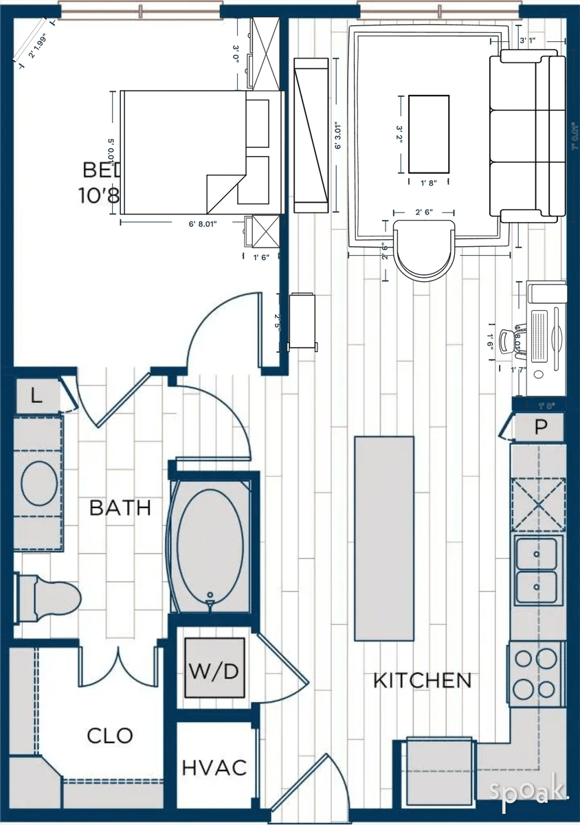 Studio Apartment Floor Plan designed by Grace W