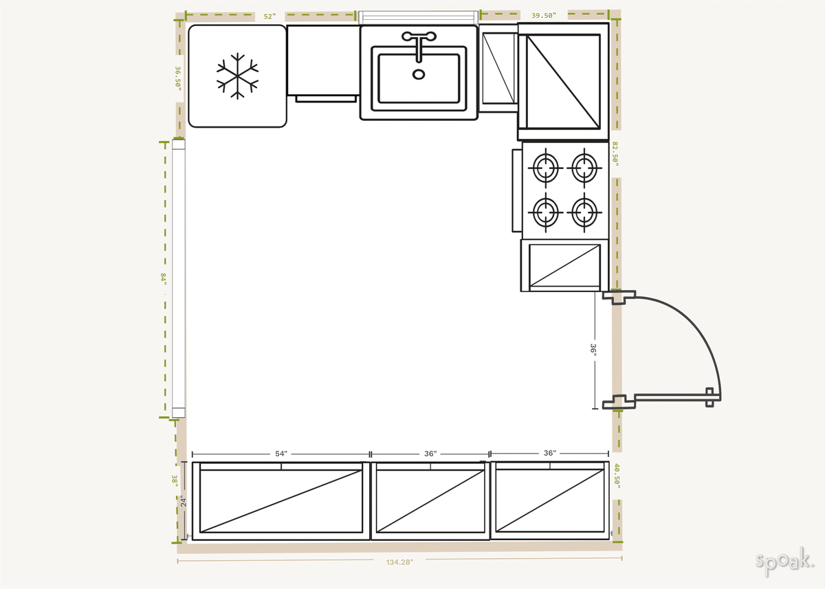 Medium Kitchen Layout designed by Christin Rhodes