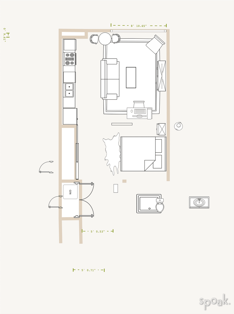 Studio Apartment Plan designed by Emily Morrison