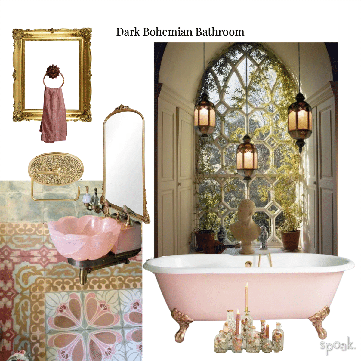 Pink Bohemian Bathroom designed by Natia Cinco