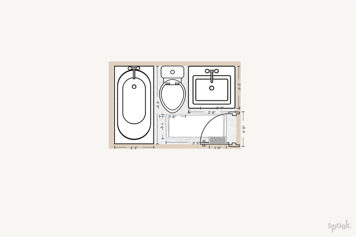 Small Bathroom Layout designed by Zerina Gredelj