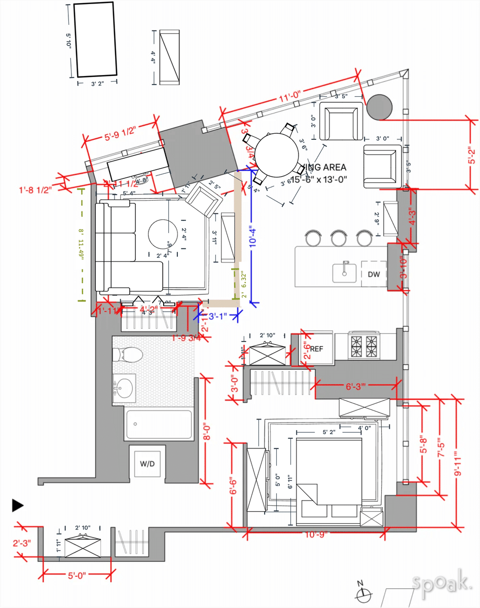 Studio Apartment Plan designed by Victoria Najmy