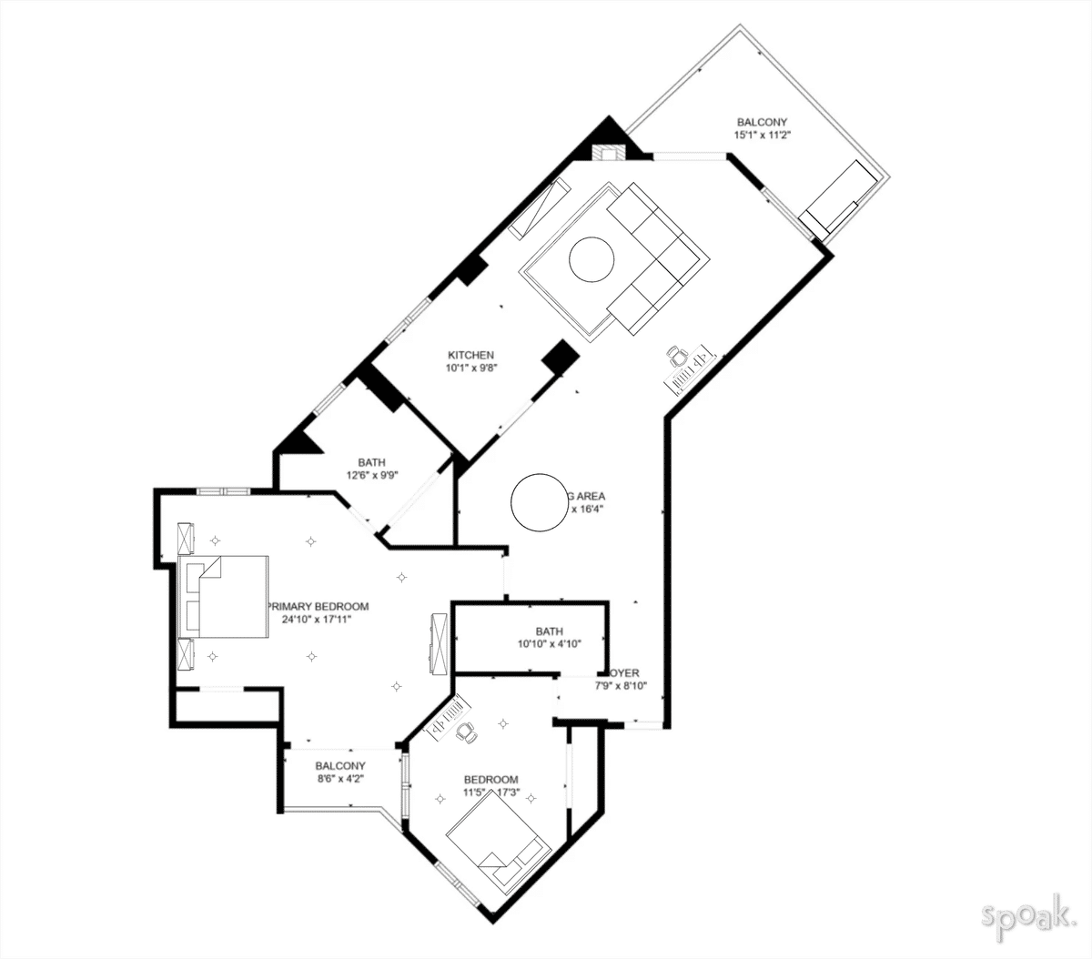 Studio Apartment Floor Plan designed by Julia Quayle