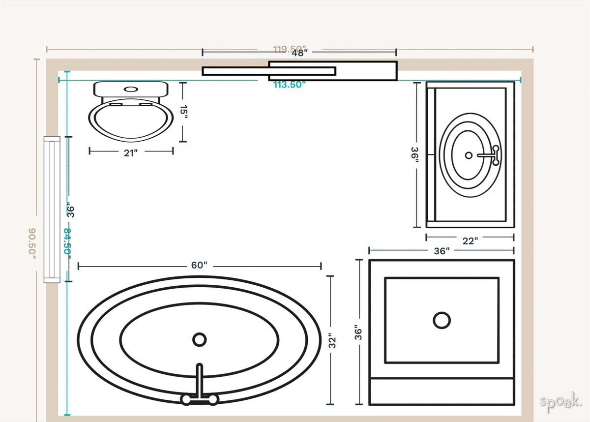 Medium Bathroom Layout designed by Jill Solow